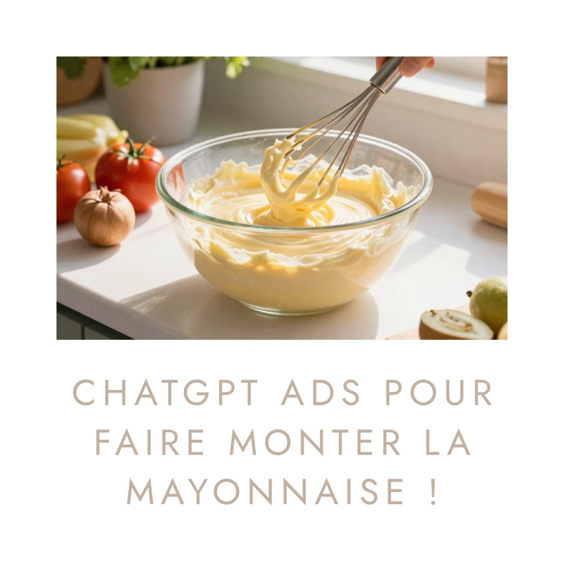 Mayonnaise montée au fouet : ChatGPT Ads pour faire monter la mayonnaise